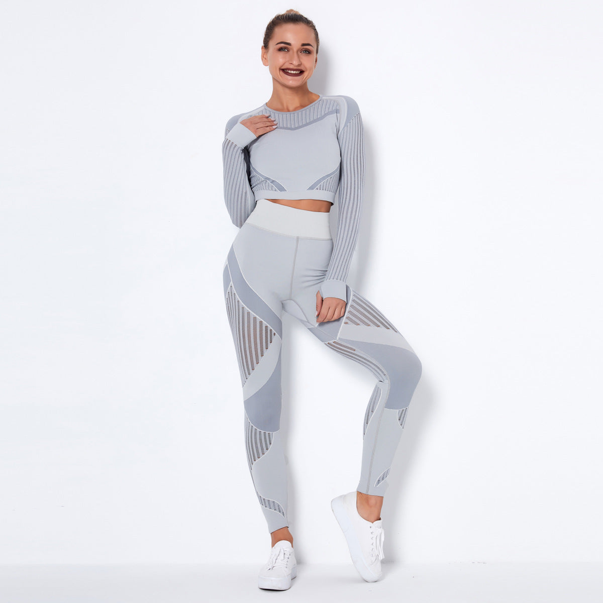 Seamless Knitted Long-Sleeved Yoga Wearsuit