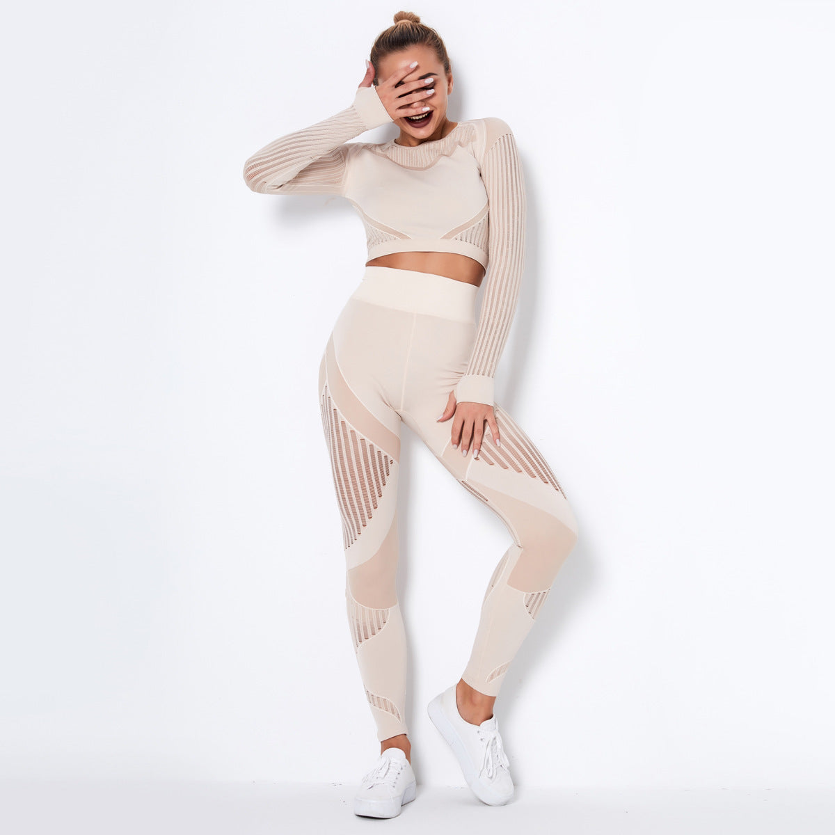 Seamless Knitted Long-Sleeved Yoga Wearsuit