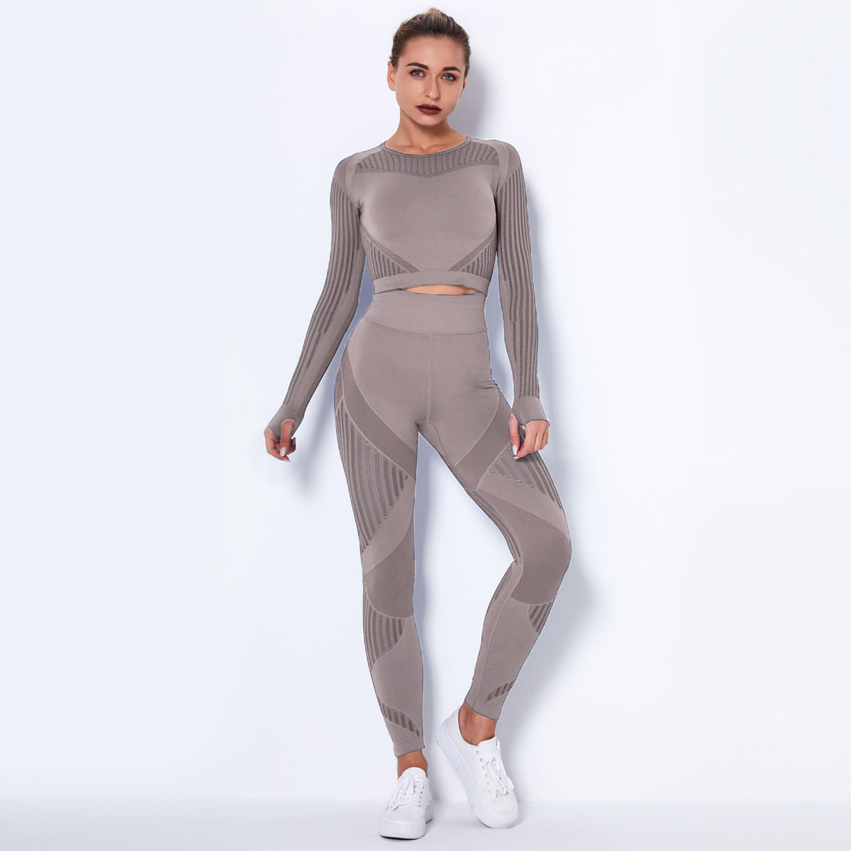 Seamless Knitted Long-Sleeved Yoga Wearsuit