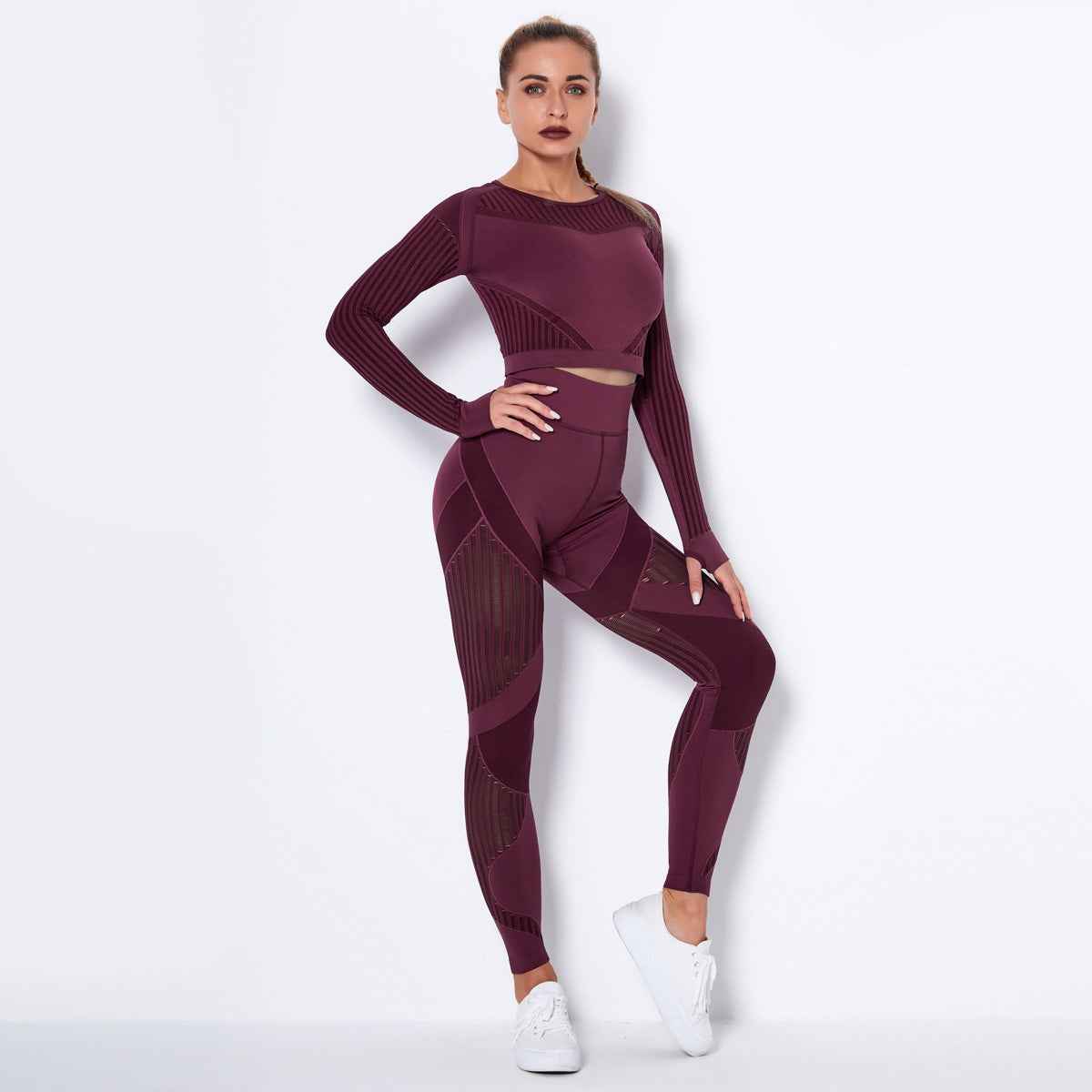 Seamless Knitted Long-Sleeved Yoga Wearsuit
