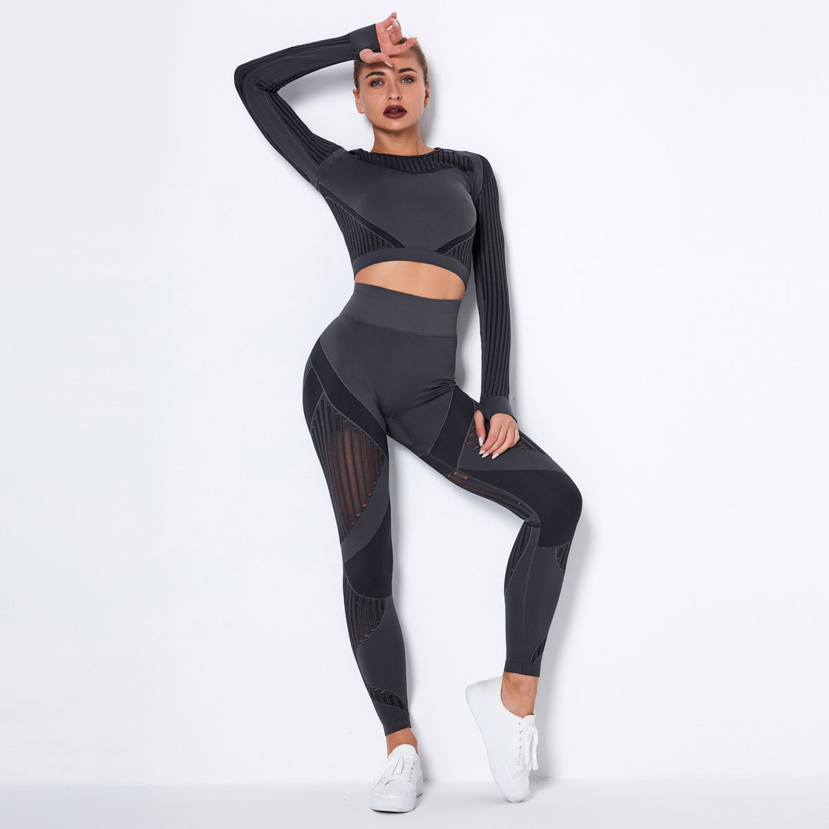 Seamless Knitted Long-Sleeved Yoga Wearsuit