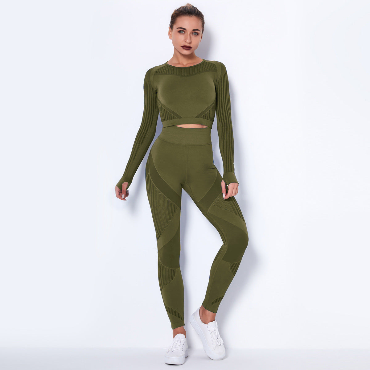 Seamless Knitted Long-Sleeved Yoga Wearsuit