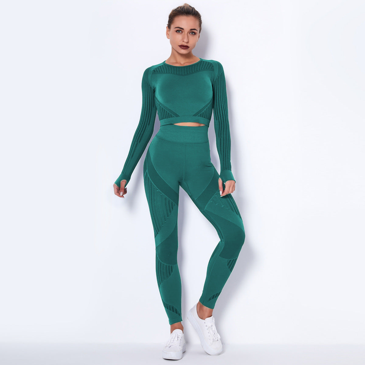 Seamless Knitted Long-Sleeved Yoga Wearsuit