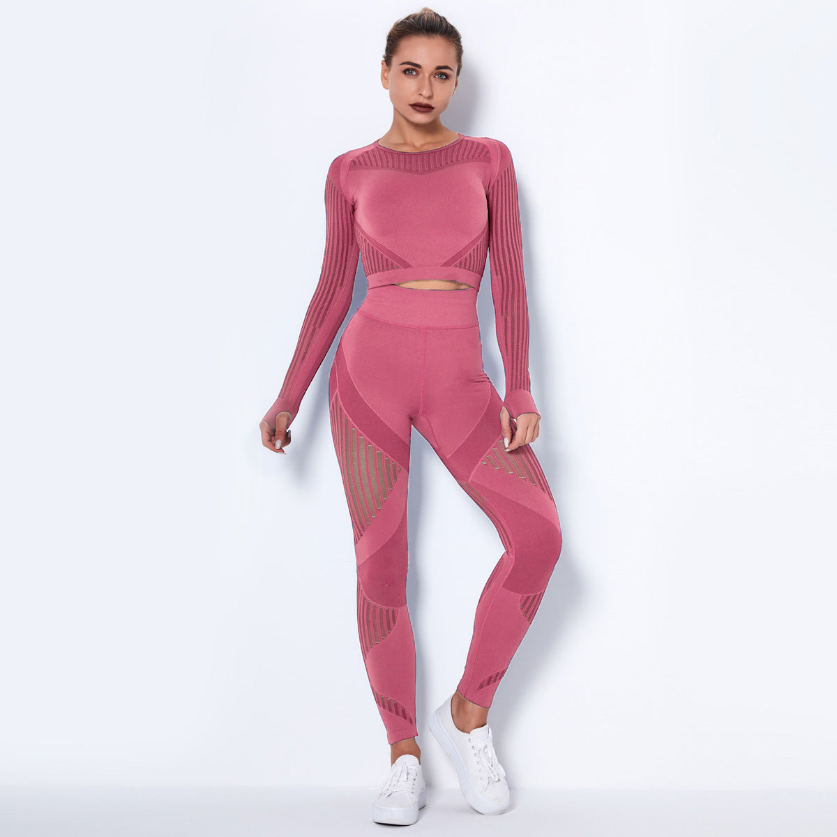 Seamless Knitted Long-Sleeved Yoga Wearsuit
