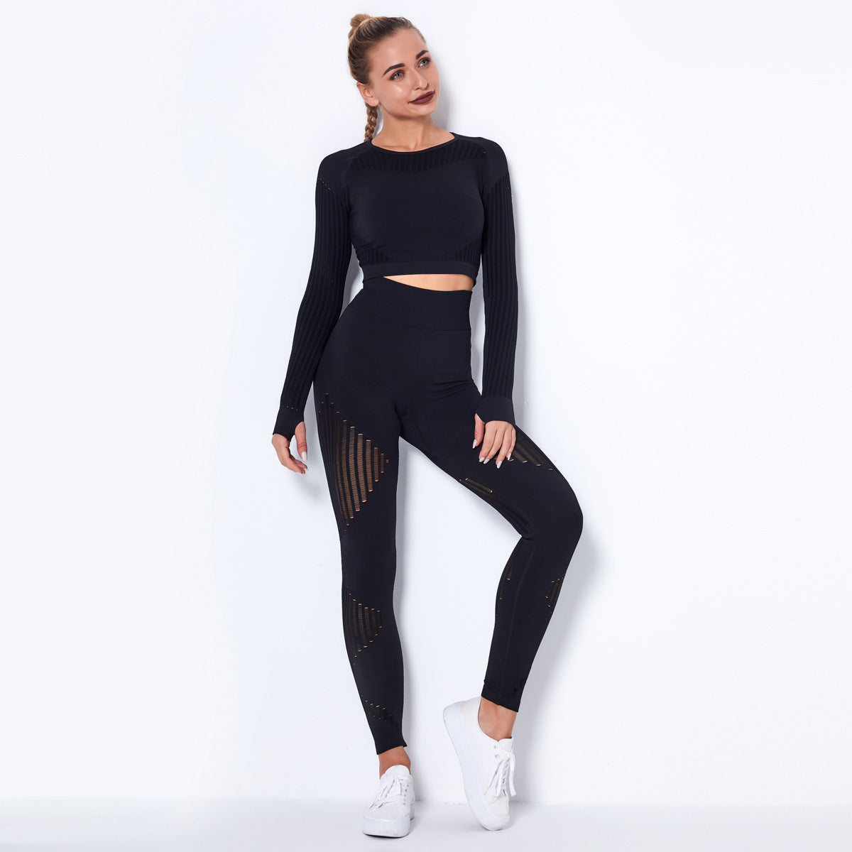 Seamless Knitted Long-Sleeved Yoga Wearsuit