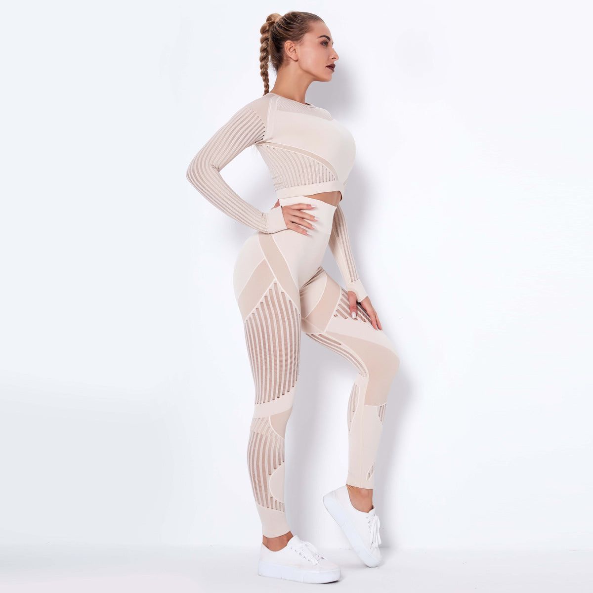 Seamless Knitted Long-Sleeved Yoga Wearsuit