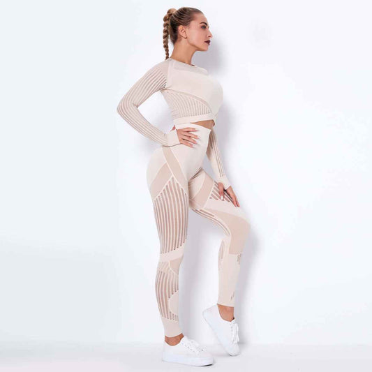 Seamless Knitted Long-Sleeved Yoga Wearsuit