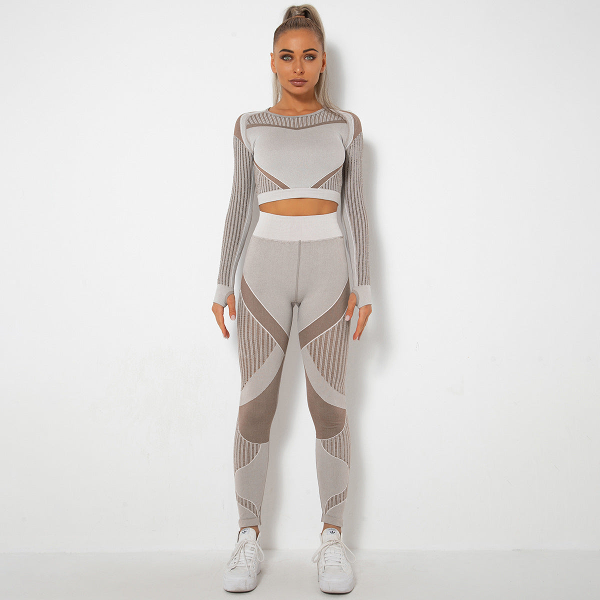 Seamless Knitted Long-Sleeved Yoga Wearsuit