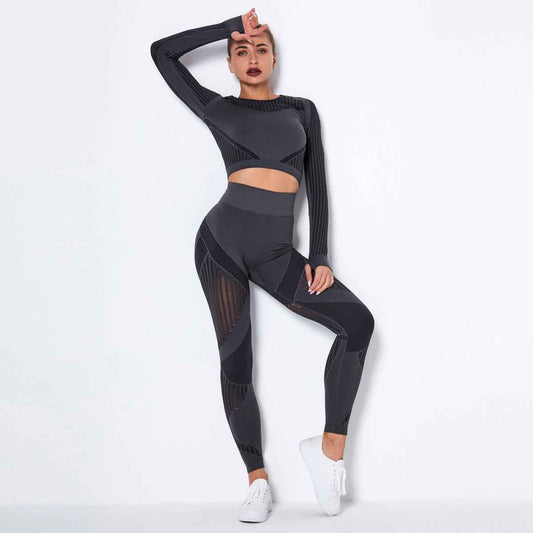 Seamless Knitted Long-Sleeved Yoga Wearsuit