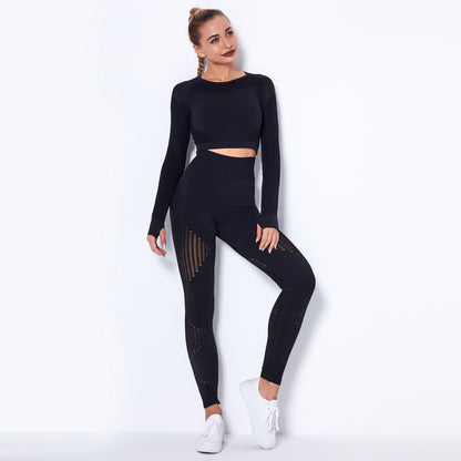 Seamless Knitted Long-Sleeved Yoga Wearsuit