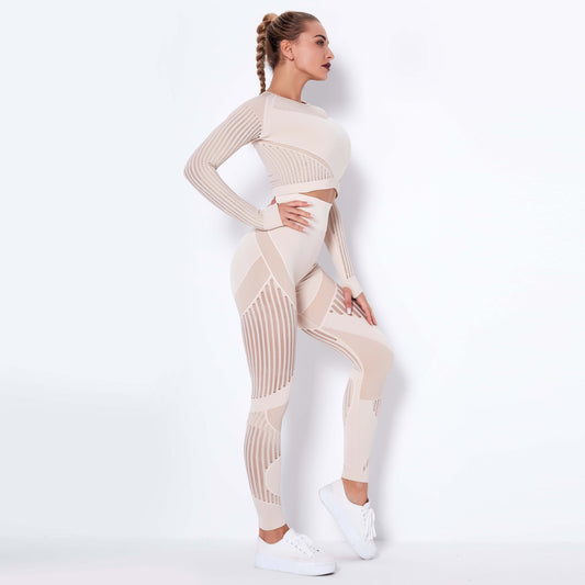 Seamless Knitted Long-Sleeved Yoga Wearsuit